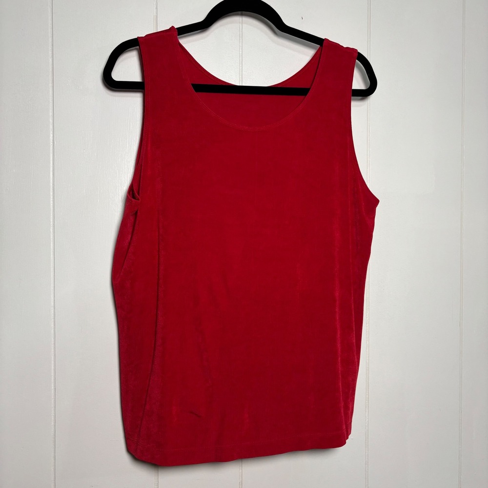 Chicos Travelers Red Sleeveless Tank Top Scoop Neck Stretch Shell Size 3 X Large - Picture 2 of 7